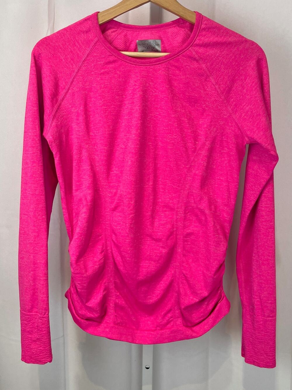 ATHLETA Fastest Track Long Sleeve Tee Top Shirt Stretch 724872 Heather Pink M
